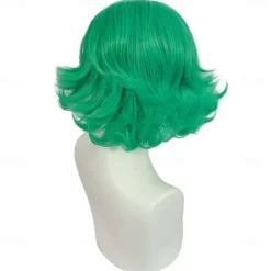 Green Flip Wig Girls Tatsumaki Wig Short Fluffy Bob Wig Green Cosplay Wig Women Synthetic Carnival Costume Wig