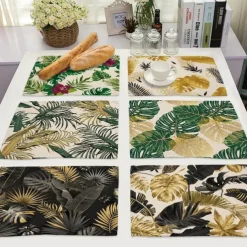 Green Placemats Heat Resistant Farmhouse Table Place Mat Stain Resistant Placemat, Placemat for Wedding Kitchen Dining Table Decoration Indoor Outdoor
