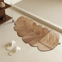 Green Plant Bathroom Mat, Bathroom Water Absorbing Mat, Home-shaped Door Mat, Silicate Mud Rug
