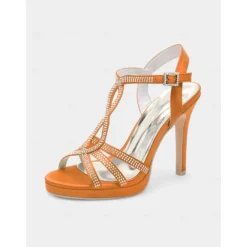 Green Rhinestone High Heel Strappy Sandals for Women's Cocktail Parties and Evening Occasions and Wedding