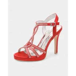 Green Rhinestone High Heel Strappy Sandals for Women's Cocktail Parties and Evening Occasions and Wedding