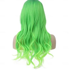 Green Wig Long Wavy Green Wig with Bangs Lime Green Wig for Women Long Ombre Green Wig Cosplay Wig Heat Resistant Synthetic Wig For Carvinal