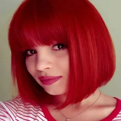 Green Wigs for Women 12'' Short Green Bob Wig with Bangs Natural Synthetic Soft Wig Cute Colored Wigs for St Patrick's Day Party Halloween St.Patrick's Day Wigs