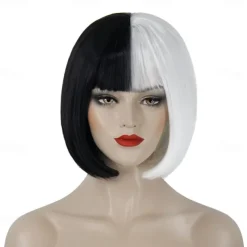 Green Wigs for Women 12'' Short Green Bob Wig with Bangs Natural Synthetic Soft Wig Cute Colored Wigs for St Patrick's Day Party Halloween St.Patrick's Day Wigs