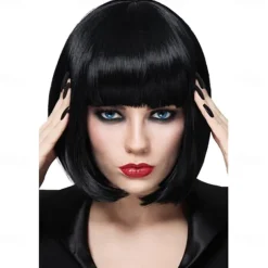 Green Wigs for Women 12'' Short Green Bob Wig with Bangs Natural Synthetic Soft Wig Cute Colored Wigs for St Patrick's Day Party Halloween St.Patrick's Day Wigs