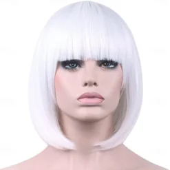 Green Wigs for Women 12'' Short Green Bob Wig with Bangs Natural Synthetic Soft Wig Cute Colored Wigs for St Patrick's Day Party Halloween St.Patrick's Day Wigs