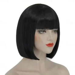 Green Wigs for Women 12'' Short Green Bob Wig with Bangs Natural Soft Green Wig for St Patricks Day Party BU239LGR Halloween Wigs St.Patrick's Day Wigs