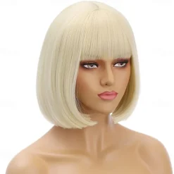 Green Wigs for Women 12'' Short Green Bob Wig with Bangs Natural Soft Green Wig for St Patricks Day Party BU239LGR Halloween Wigs St.Patrick's Day Wigs