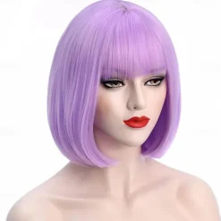 Green Wigs for Women 12'' Short Green Bob Wig with Bangs Natural Soft Green Wig for St Patricks Day Party BU239LGR Halloween Wigs St.Patrick's Day Wigs