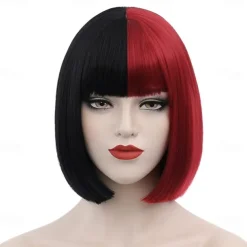 Green Wigs for Women 12'' Short Green Bob Wig with Bangs Natural Soft Green Wig for St Patricks Day Party BU239LGR Halloween Wigs St.Patrick's Day Wigs