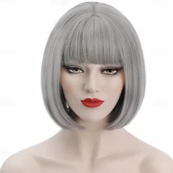 Green Wigs for Women 12'' Short Green Bob Wig with Bangs Natural Soft Green Wig for St Patricks Day Party BU239LGR Halloween Wigs St.Patrick's Day Wigs