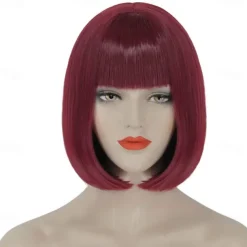 Green Wigs for Women 12'' Short Green Bob Wig with Bangs Natural Soft Green Wig for St Patricks Day Party BU239LGR Halloween Wigs St.Patrick's Day Wigs