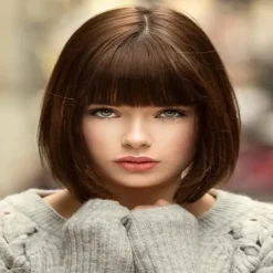 Green Wigs for Women 12'' Short Green Bob Wig with Bangs Natural Soft Green Wig for St Patricks Day Party BU239LGR Halloween Wigs St.Patrick's Day Wigs