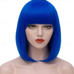 Green Wigs for Women 12'' Short Green Bob Wig with Bangs Natural Soft Green Wig for St Patricks Day Party BU239LGR Halloween Wigs St.Patrick's Day Wigs