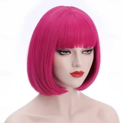 Green Wigs for Women 12'' Short Green Bob Wig with Bangs Natural Soft Green Wig for St Patricks Day Party BU239LGR Halloween Wigs St.Patrick's Day Wigs