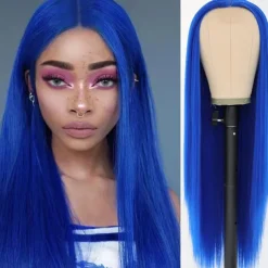 Green Wigs Long Straight Synthetic Wig Irish Green Heat Resistant No Lace Front Wigs with Baby Hair Glueless Peluca for St Patricks Cosplay Party for Fashion Women 22 Inch Halloween Wigs