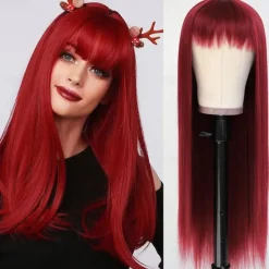 Green Wigs Long Straight Synthetic Wig Irish Green Heat Resistant No Lace Front Wigs with Baby Hair Glueless Peluca for St Patricks Cosplay Party for Fashion Women 22 Inch Halloween Wigs