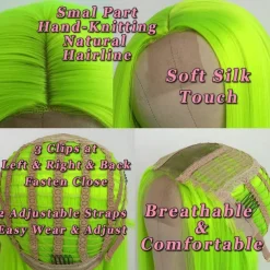 Green Wigs Long Straight Synthetic Wig Irish Green Heat Resistant No Lace Front Wigs with Baby Hair Glueless Peluca for St Patricks Cosplay Party for Fashion Women 22 Inch Halloween Wigs