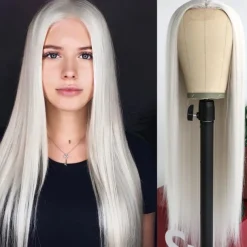 Green Wigs Long Straight Synthetic Wig Irish Green Heat Resistant No Lace Front Wigs with Baby Hair Glueless Peluca for St Patricks Cosplay Party for Fashion Women 22 Inch Halloween Wigs