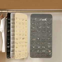 48Grids Hanging Jewelry Storage Earrings Necklace Bracelet Hanging Transparent Bag With Compartments Holder Organizer