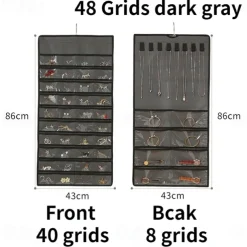 48Grids Hanging Jewelry Storage Earrings Necklace Bracelet Hanging Transparent Bag With Compartments Holder Organizer
