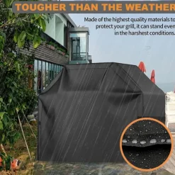 Grill Cover, BBQ Grill Cover, Waterproof, Weather Resistant, Rip-Proof, Anti-UV, Fade Resistant, With Adjustable Strap, 57 Inch, Black