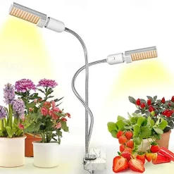 Grow Light for Indoor Plants LED Plant Growing Light LED Plant Grow Light Sunlike Full Spectrum 45W E27 Dual Head Flexible Gooseneck for Greenhouse flower Phyto lamp