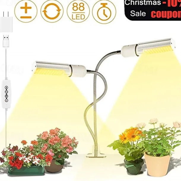 Grow Light for Indoor Plants LED Plant Growing Light LED Plant Grow Light Sunlike Full Spectrum 45W E27 Dual Head Flexible Gooseneck for Greenhouse flower Phyto lamp