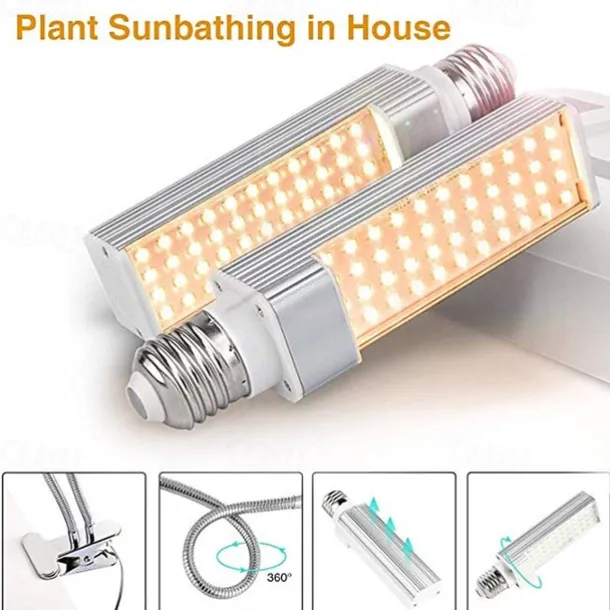 Grow Light for Indoor Plants LED Plant Growing Light LED Plant Grow Light Sunlike Full Spectrum 45W E27 Dual Head Flexible Gooseneck for Greenhouse flower Phyto lamp