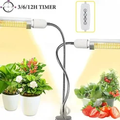 Grow Light for Indoor Plants LED Plant Growing Light LED Plant Grow Light Sunlike Full Spectrum 45W E27 Dual Head Flexible Gooseneck for Greenhouse flower Phyto lamp