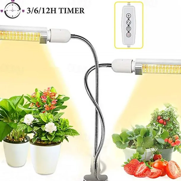 Grow Light for Indoor Plants LED Plant Growing Light LED Plant Grow Light Sunlike Full Spectrum 45W E27 Dual Head Flexible Gooseneck for Greenhouse flower Phyto lamp