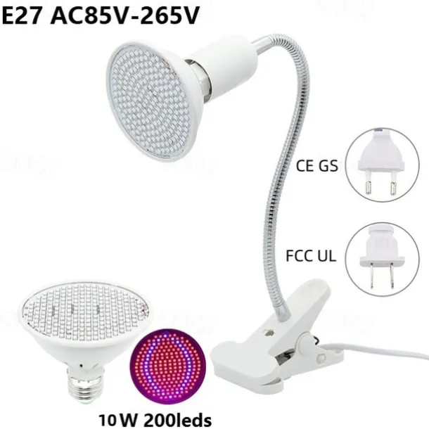 Grow Lights for Indoor Plants Full Spectrum Clip-on Gooseneck Grow Light 10W/20W Power Plant Light with Optical Lens for High PPFD