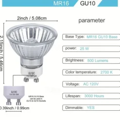 GU10 Halogen Bulb 35W 50W MR16 GU10 Base 220V Light Bulb Halogen Flood Light Bulbs Simulated Flame Lamp