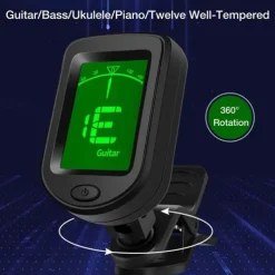 Guitar Tuner Digital Clip-On Tone Tuner for Electric Urikri Bass Violin Universal 360 Degree Rotatable Sensitive Built-in Batter