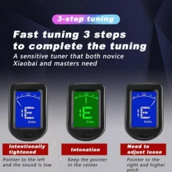 Guitar Tuner Digital Clip-On Tone Tuner for Electric Urikri Bass Violin Universal 360 Degree Rotatable Sensitive Built-in Batter