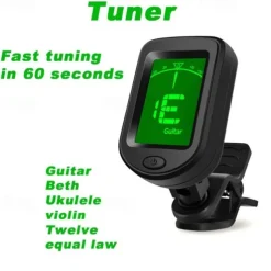 Guitar Tuner Digital Clip-On Tone Tuner for Electric Urikri Bass Violin Universal 360 Degree Rotatable Sensitive Built-in Batter