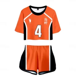 Haikyuu Hinata Shoyo Shorts Crop Top Gym Wear Anime 3D 3D Harajuku Graphic For Women's Adults' Back To School 3D Print