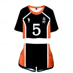 Haikyuu Hinata Shoyo Shorts Crop Top Gym Wear Anime 3D 3D Harajuku Graphic For Women's Adults' Back To School 3D Print