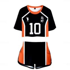 Haikyuu Hinata Shoyo Shorts Crop Top Gym Wear Anime 3D 3D Harajuku Graphic For Women's Adults' Back To School 3D Print