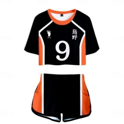 Haikyuu Hinata Shoyo Shorts Crop Top Gym Wear Anime 3D 3D Harajuku Graphic For Women's Adults' Back To School 3D Print