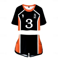 Haikyuu Hinata Shoyo Shorts Crop Top Gym Wear Anime 3D 3D Harajuku Graphic For Women's Adults' Back To School 3D Print