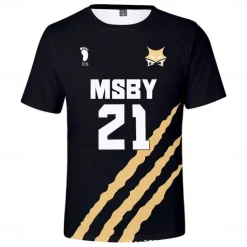 Haikyuu T-shirt Cartoon Back To School Print Harajuku Graphic Kawaii For Couple's Men's Women's Adults' Masquerade Back To School 3D Print Casual Daily Activewear