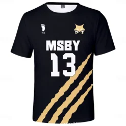 Haikyuu T-shirt Cartoon Back To School Print Harajuku Graphic Kawaii For Couple's Men's Women's Adults' Masquerade Back To School 3D Print Casual Daily Activewear