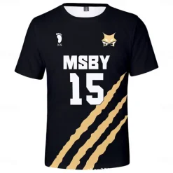 Haikyuu T-shirt Cartoon Back To School Print Harajuku Graphic Kawaii For Couple's Men's Women's Adults' Masquerade Back To School 3D Print Casual Daily Activewear