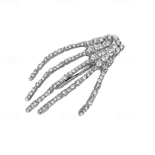 Hair Barrettes Halloween Hair Accessories for Women Girls Silver Skeleton Hand Hair Clips Punk Horror Bone Hair Clip Barrettes for Party Cosplay 2pcs