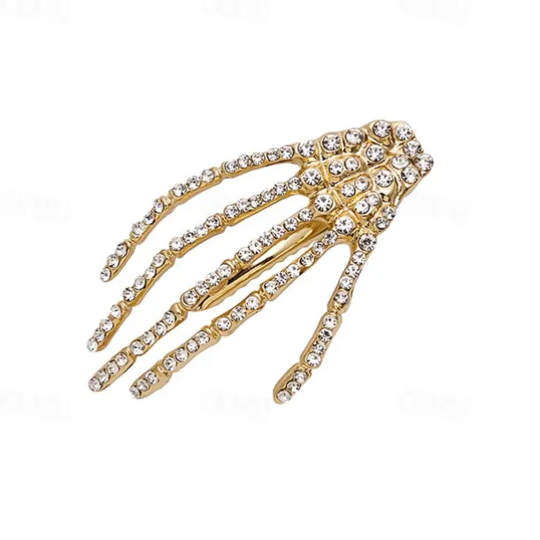 Hair Barrettes Halloween Hair Accessories for Women Girls Silver Skeleton Hand Hair Clips Punk Horror Bone Hair Clip Barrettes for Party Cosplay 2pcs