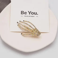 Hair Barrettes Halloween Hair Accessories for Women Girls Silver Skeleton Hand Hair Clips Punk Horror Bone Hair Clip Barrettes for Party Cosplay 2pcs