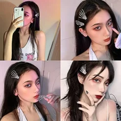 Hair Barrettes Halloween Hair Accessories for Women Girls Silver Skeleton Hand Hair Clips Punk Horror Bone Hair Clip Barrettes for Party Cosplay 2pcs