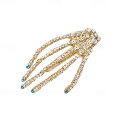 Hair Barrettes Halloween Hair Accessories for Women Girls Silver Skeleton Hand Hair Clips Punk Horror Bone Hair Clip Barrettes for Party Cosplay 2pcs