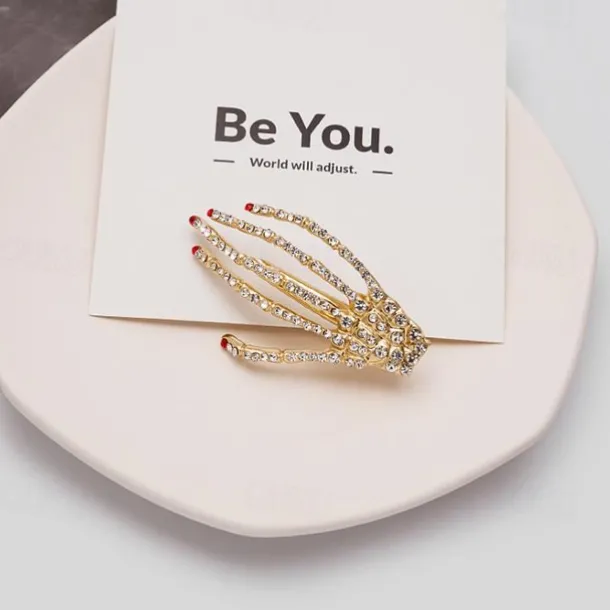 Hair Barrettes Halloween Hair Accessories for Women Girls Silver Skeleton Hand Hair Clips Punk Horror Bone Hair Clip Barrettes for Party Cosplay 2pcs